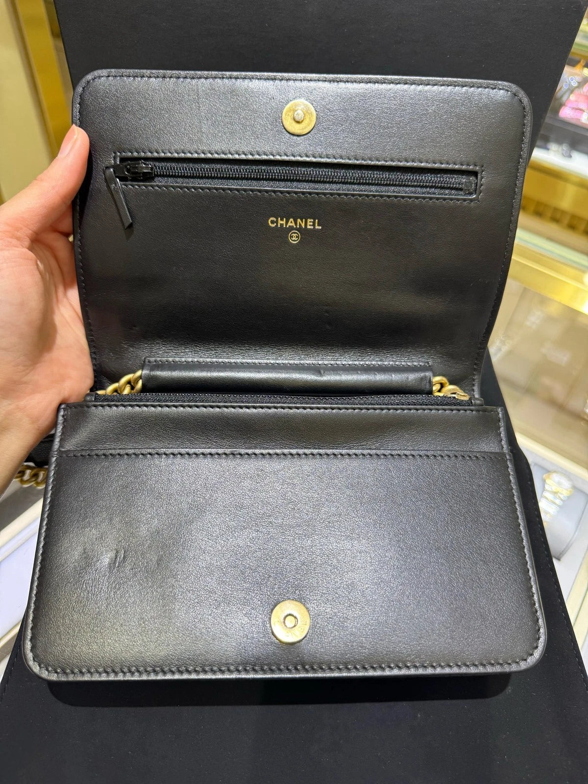 CHANEL Leboy WOC Black Leather Crossbody Bag For Women