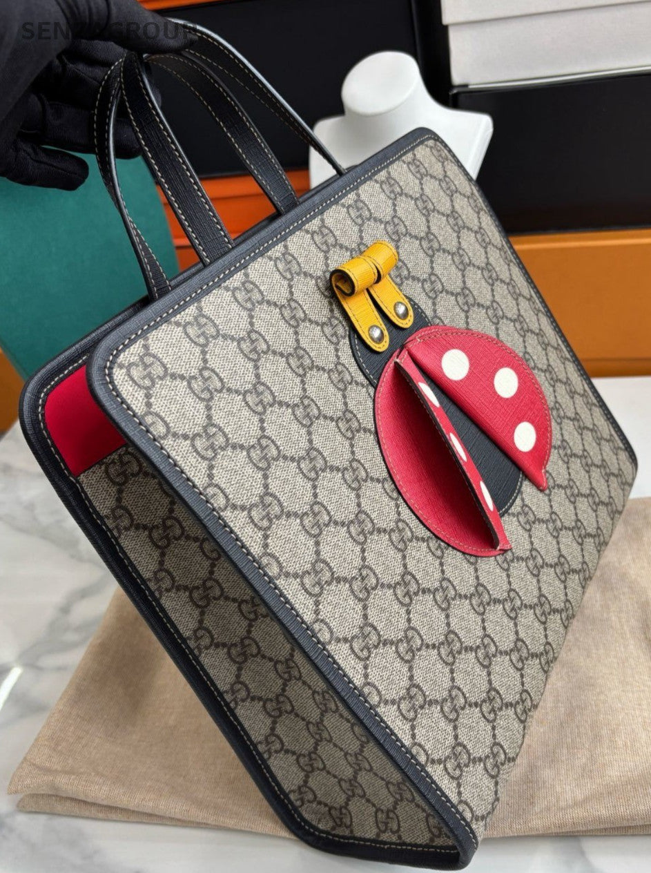 Gucci Tote GG Supreme Top Handle Shoulder Bag Brown Women