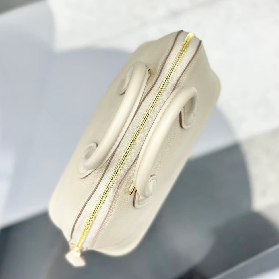 HERMES Bolide Evercolor Top Handle Crossbody Bag White Women Classic S