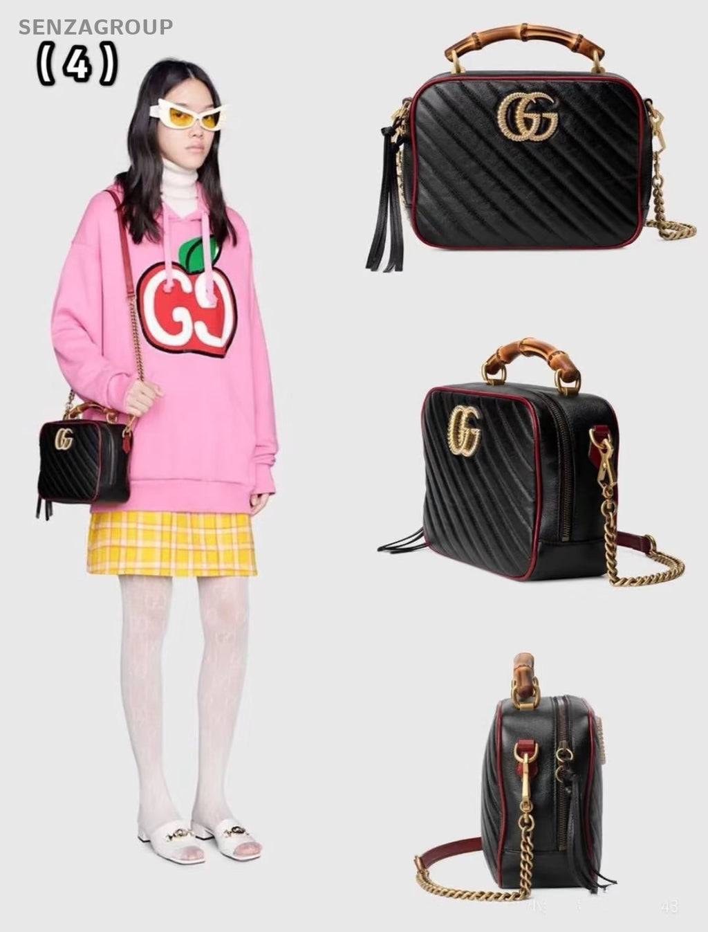 Gucci GG Marmont Camera bag Top Handle 2way Chain Shoulder Handbag Women