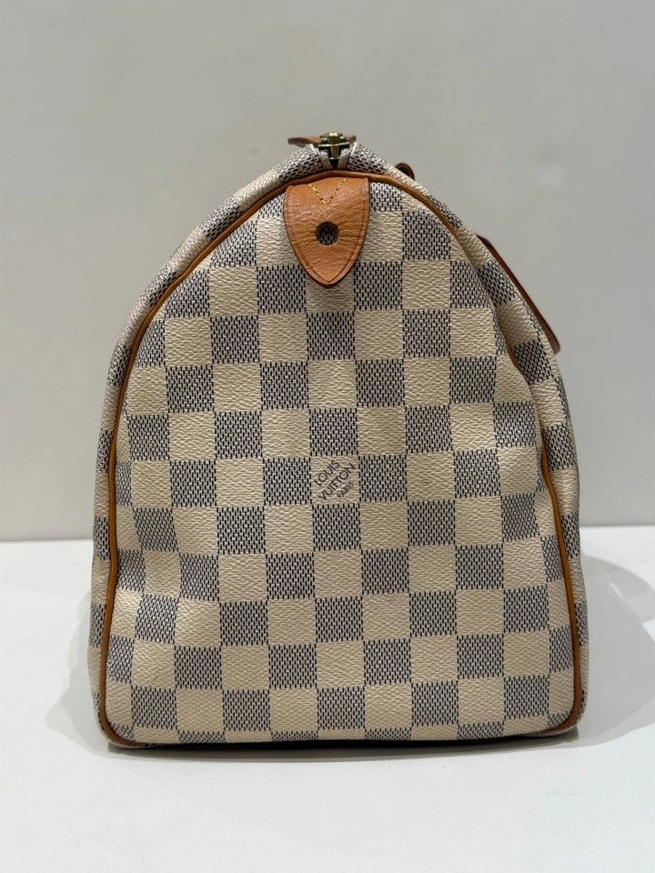 Louis Vuitton Speedy30 White Damier Canvas Top Handle Bag For Women