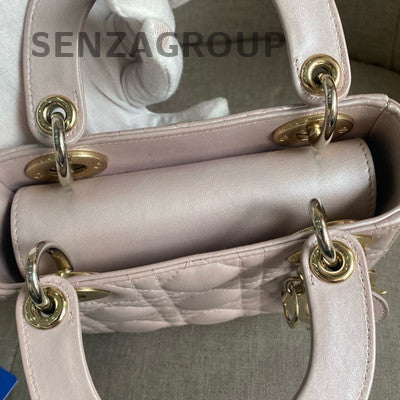 Dior Lady Dior Pink Gold Hardware Tote Chain Crossbody Bag