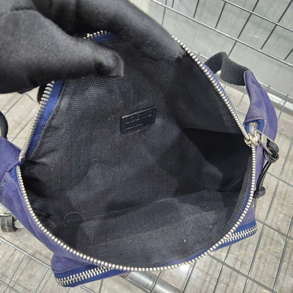 Loewe Blue Canvas Shoulder Chest Waist Bag For Women