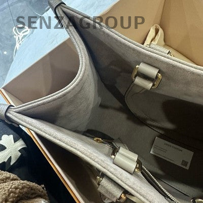 Louis Vuitton Monogram OnTheGo Tote Bag Medium Grey Gold Women's Fashion
