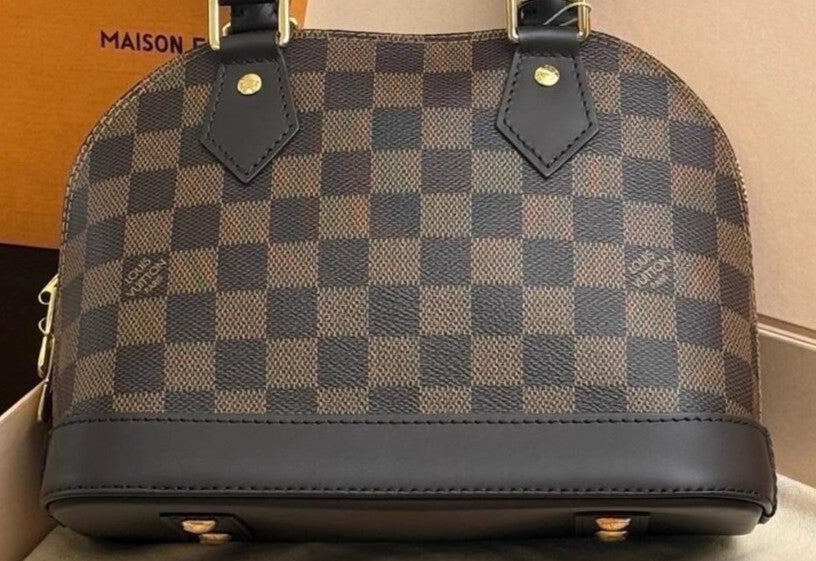 Louis Vuitton Damier BB Top Handle Bag Brown Gold Women Classic Designer