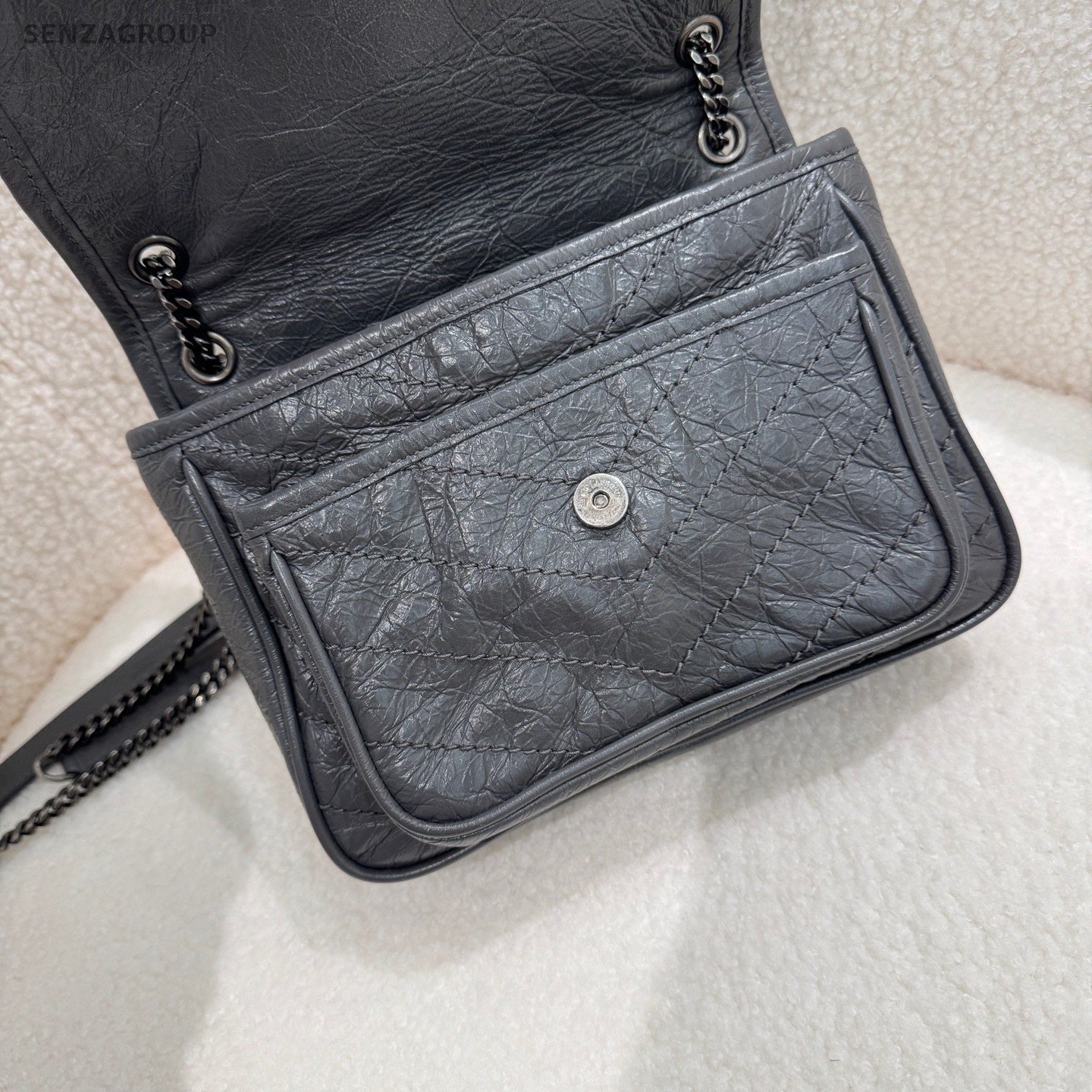 YSL Saint Laurent NIKI Small Cement grey Chain Strap Crossbody Shoulder bag