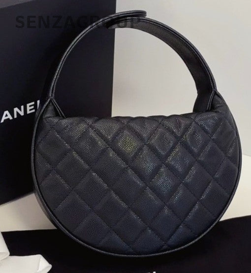 Chanel 24S Hobo Calfskin Top Handle Bag Black Gold Women Classic Fashion