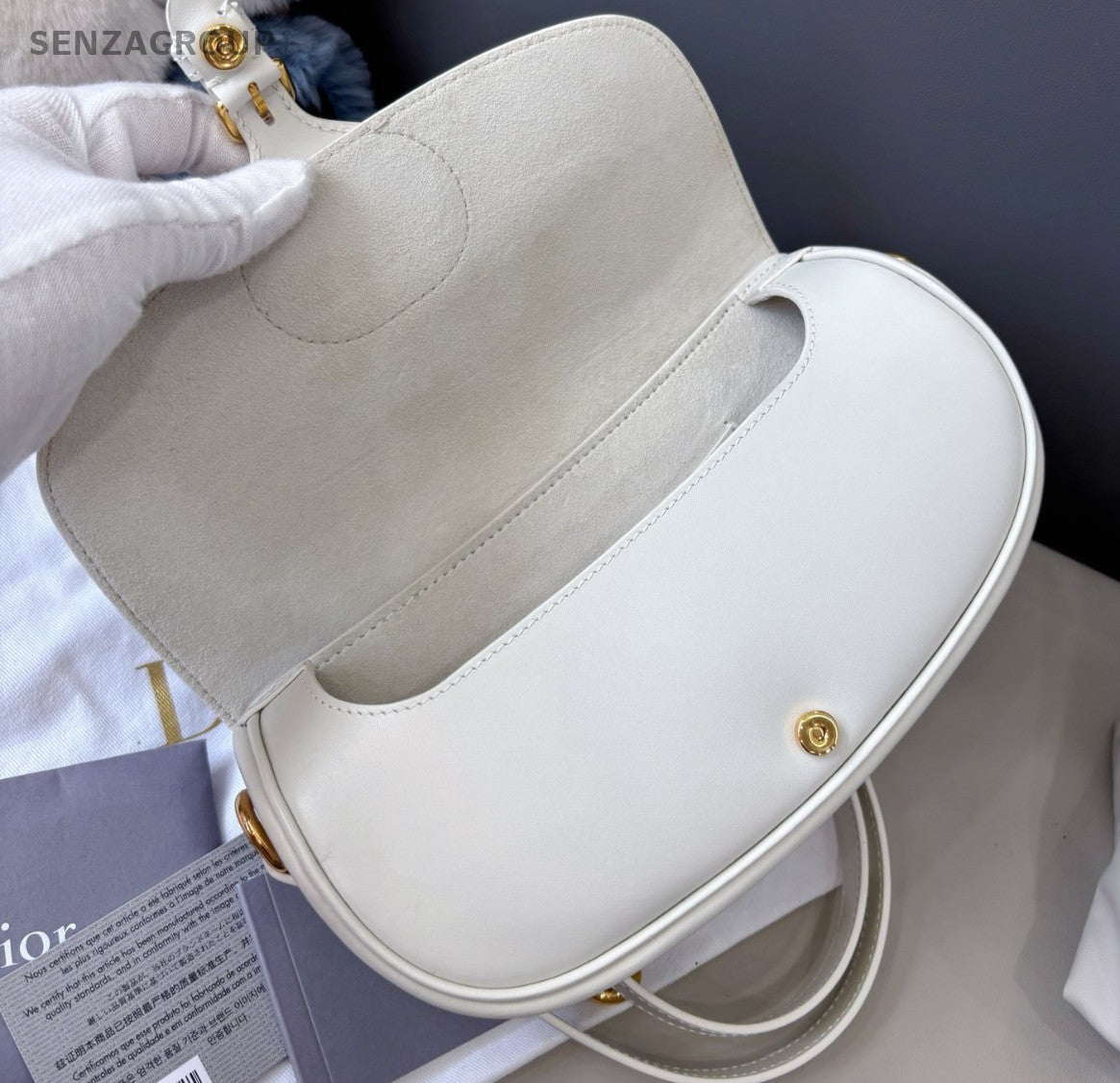 Christian Dior Bobby Shoulder Crossbody Bag White Women Almost Brand New