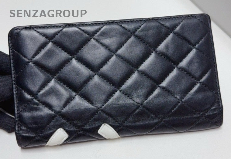 CHANEL Cambon Wallet Black White CC