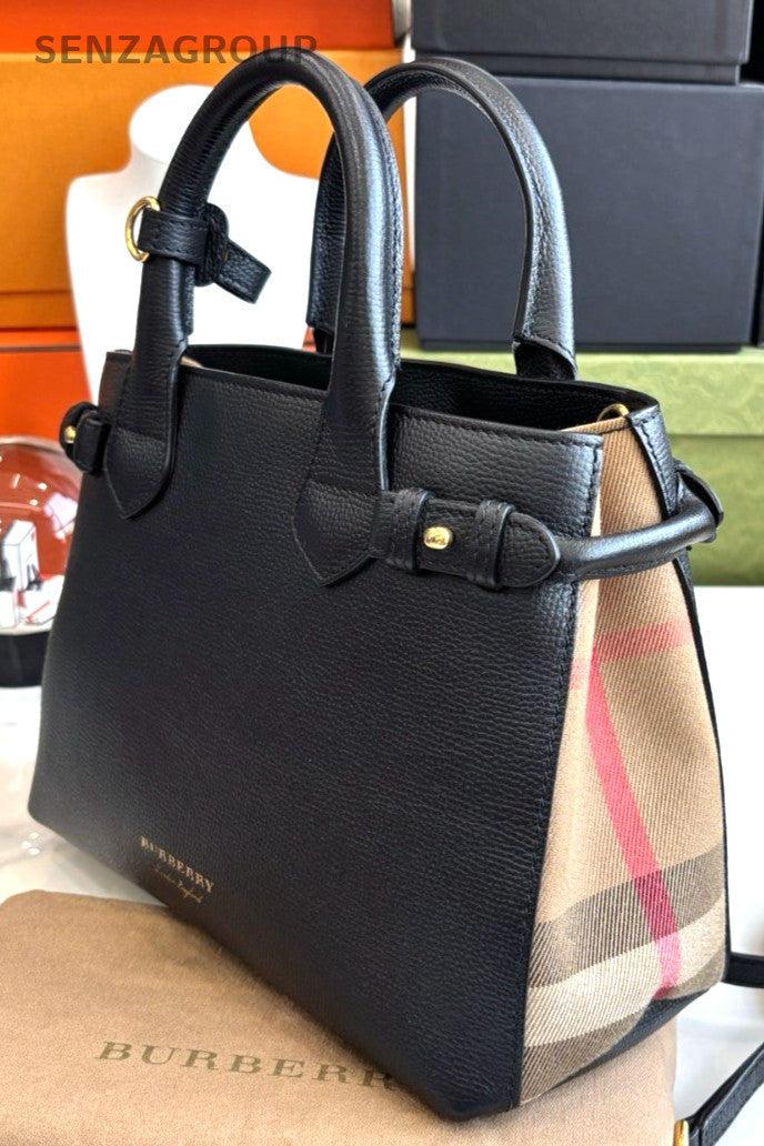 Burberry Banner Top Handle bag Black gold Almost Brand NEW 2WAY Crossbody
