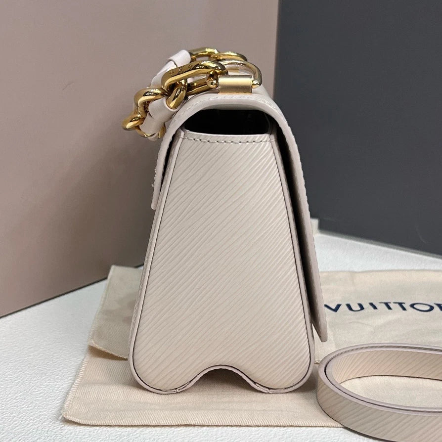 Excellent Louis Vuitton Twist PM Gradient Enamel Chain White Gold Shoulder Bag