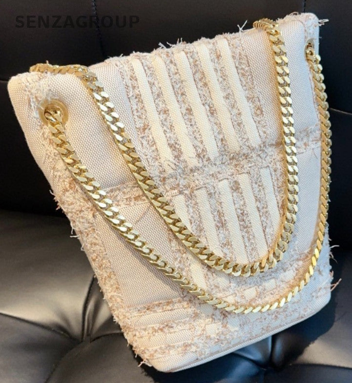 Burberry Lola Canvas Bucket Embroidery Chain Shoulder bag Women Almost Brand NEW