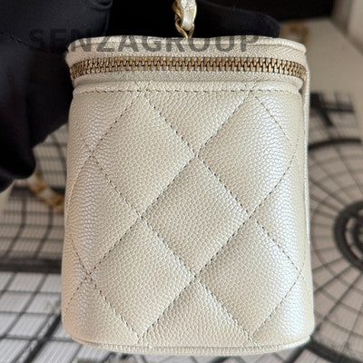 Chanel 24B Grey Quilted Chain Crossbody Bag Gold Hardware Classic