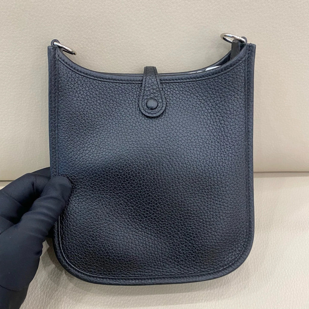 Hermes Evelyne16 Mini Black Silver Leather Crossbody Bag For Women