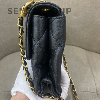 Chanel 22S Black Gold Quilted Chain Shoulder Bag - Classic & Fashionable