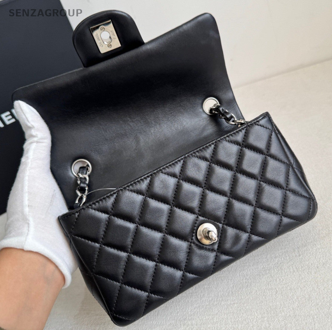 Chanel Classic Flap Chain Lambskin Mini Shoulder Bag Crossbody Black Women