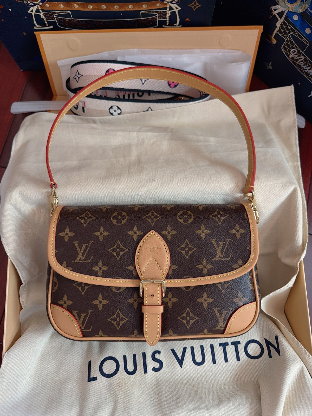 Louis Vuitton Diane Monogram 2Way Shoulder Bag Crossbody Brown Gold Women