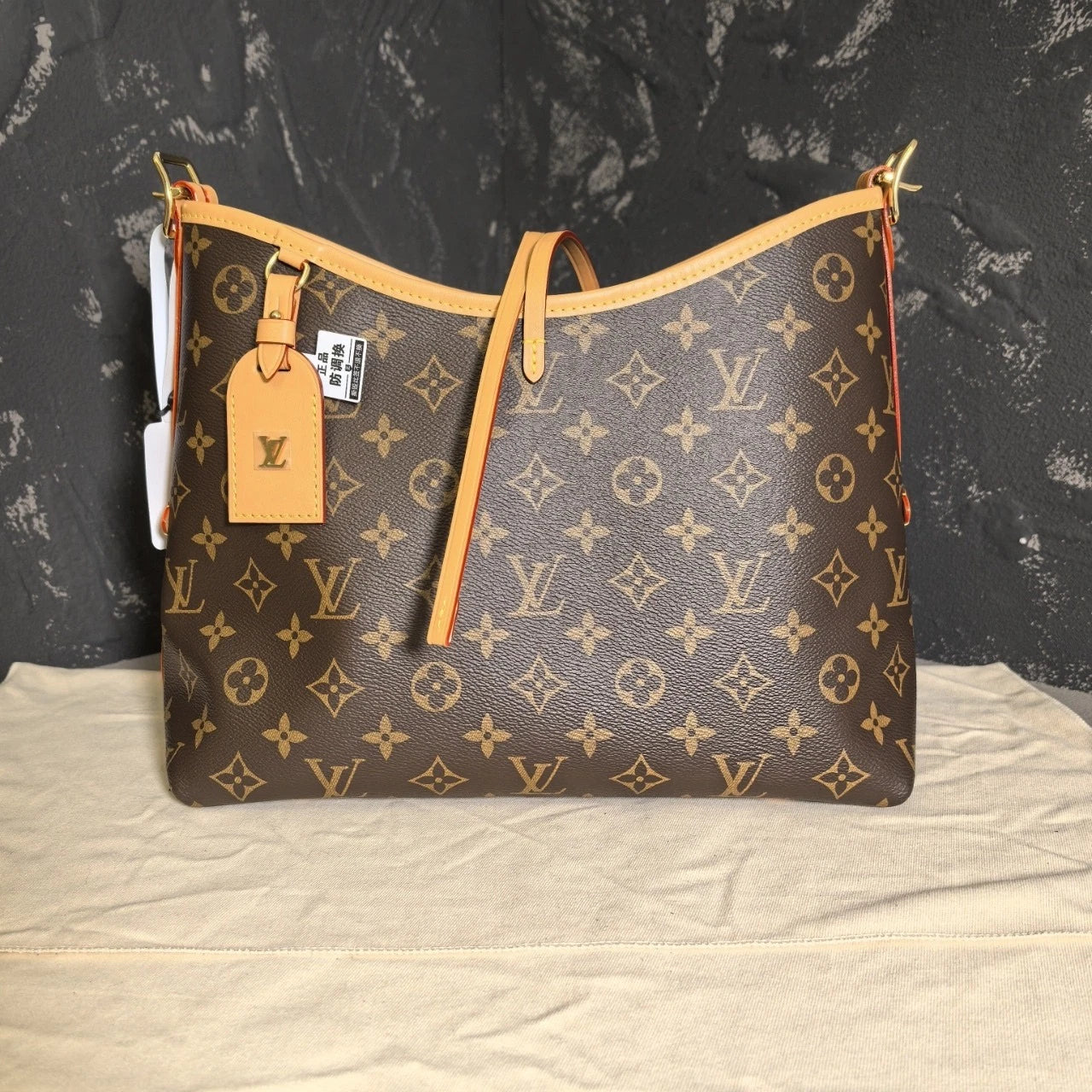 Louis Vuitton Carryall Canvas Shoulder Bag Tote Bag Excellent