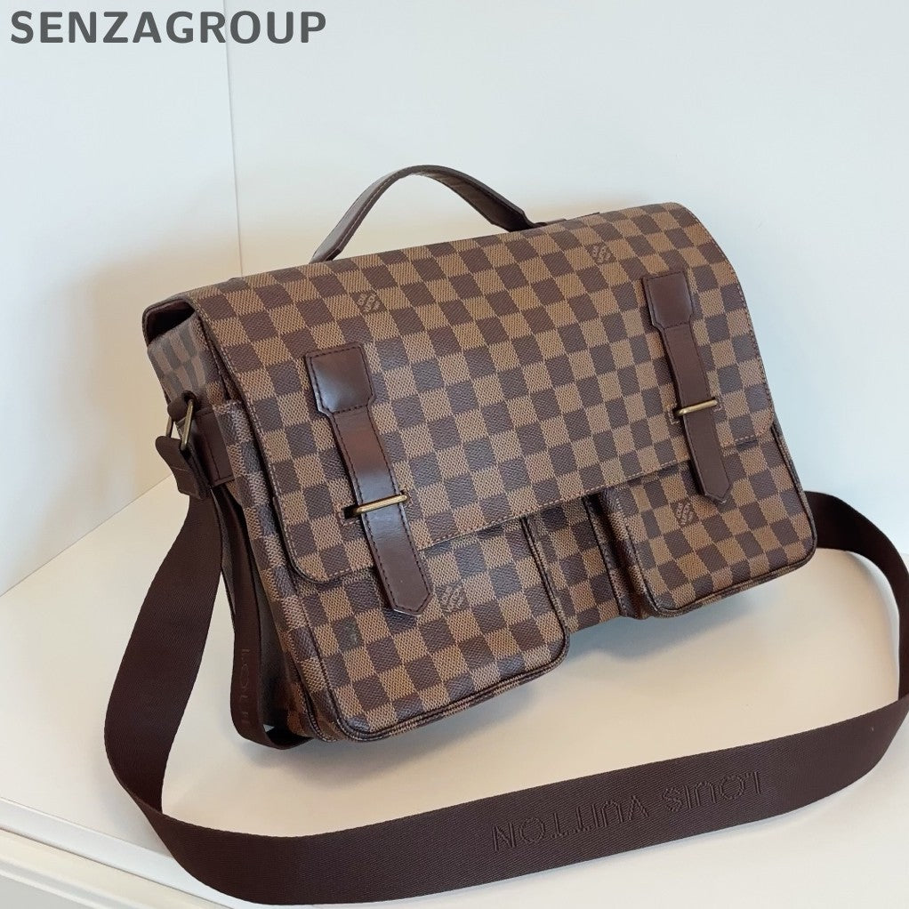 Louis Vuitton Satchel Damier Ebene Top Handle Crossbody Brown Unisex Adults