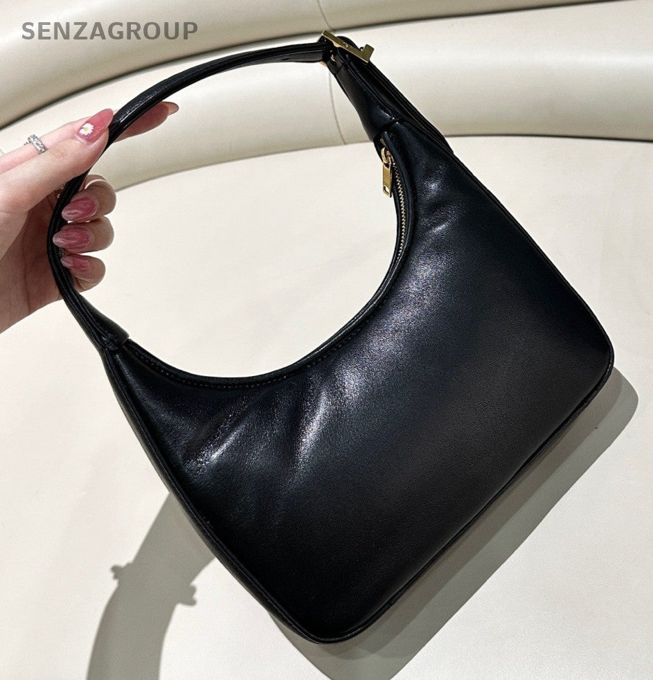 YSL Saint Laurent Lambskin Underarm Shoulder Bag Women Black Almost Brand new