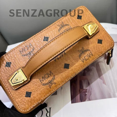 MCM Box Handbag Brown Gold Hardware Women's Classic Crossbody Bag