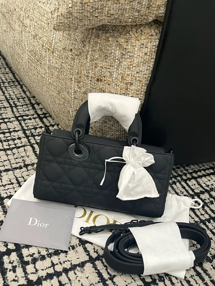 Dior Black Matte D-Joy Small Top Handle Shoulder Bag For Women