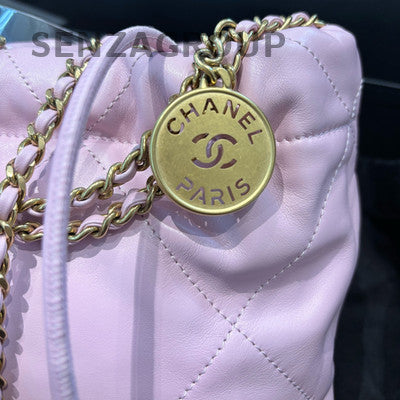 Chanel 22 Bag Mini Pink Gold Hardware Trash Bag Chain Crossbody Women