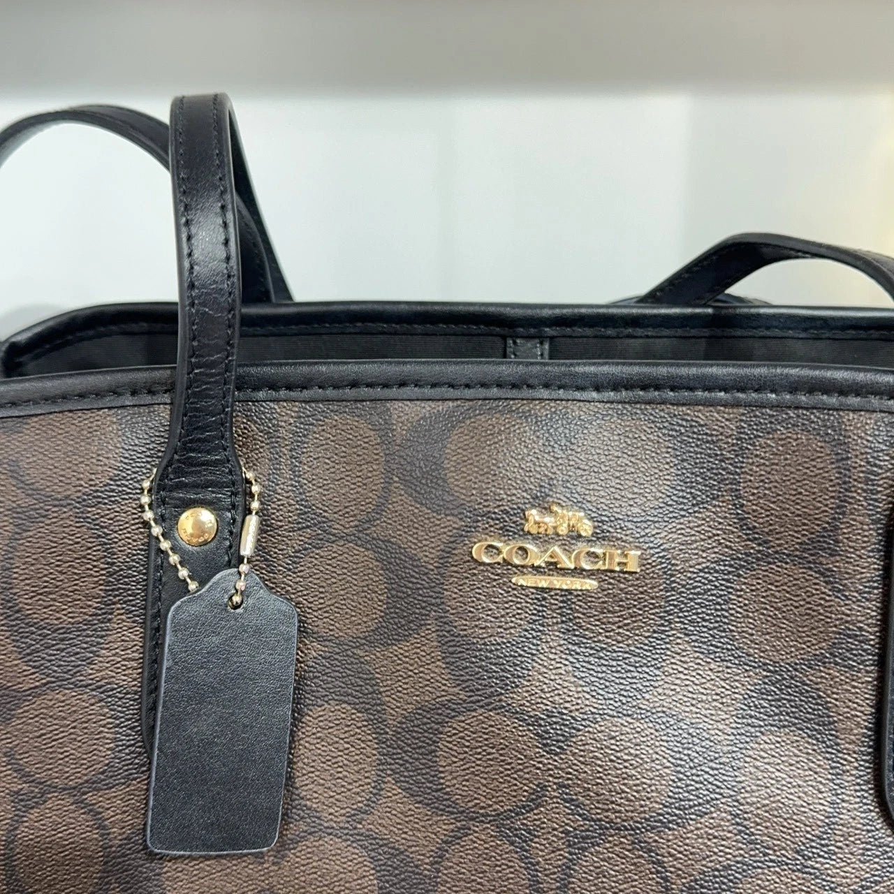 Coach Brown Monogram Canvas Tote Handbag Shoulder Bag for Women