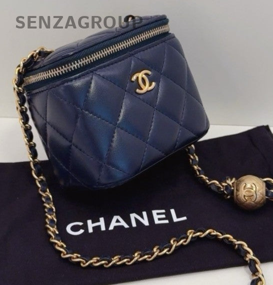 CHANEL Box mini Golden ball Chain Strap Shoulder handbag Navy Blue Women