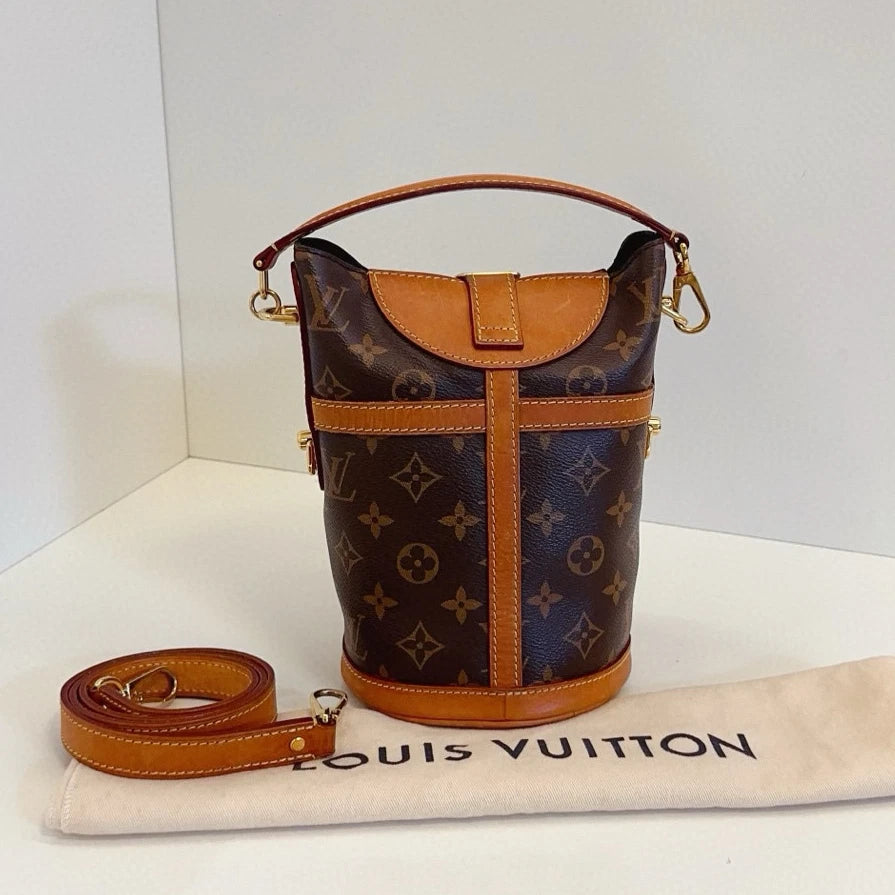 Louis Vuitton Duffle Bag Monogram Top Handle Shoulder Crossbody Brown Gold