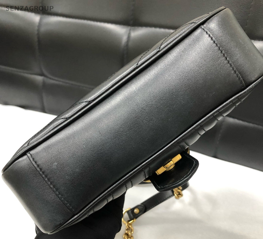 Gucci Marmont Chain Shoulder Bag Black Gold Women Classic Designer