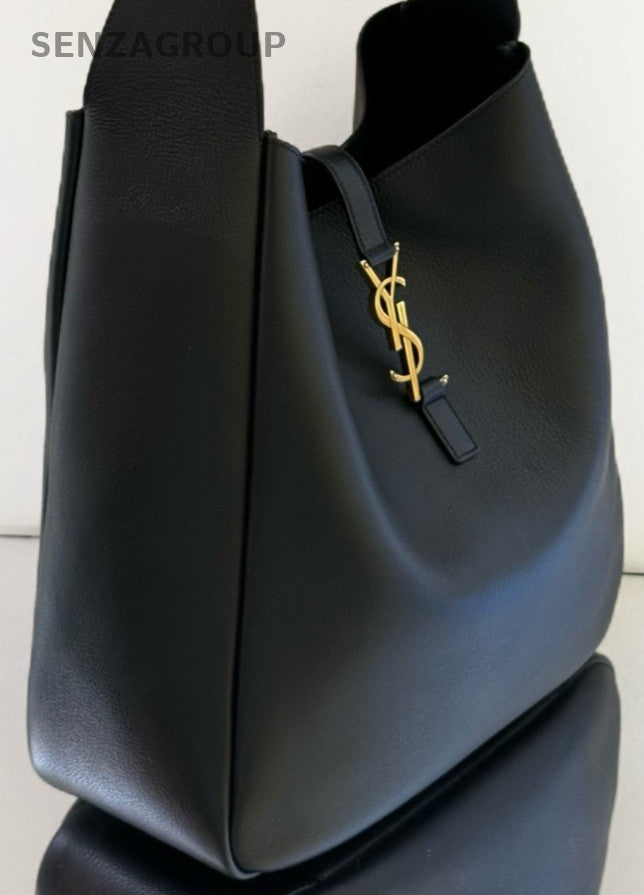 Saint Laurent Hobo GM Shoulder Bag Black Gold Used Women Classic Designer