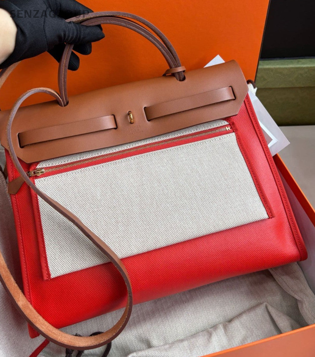 Hermes Herbag31 Top Handle 2WAY Shoulder Handbag Brown Orange Women