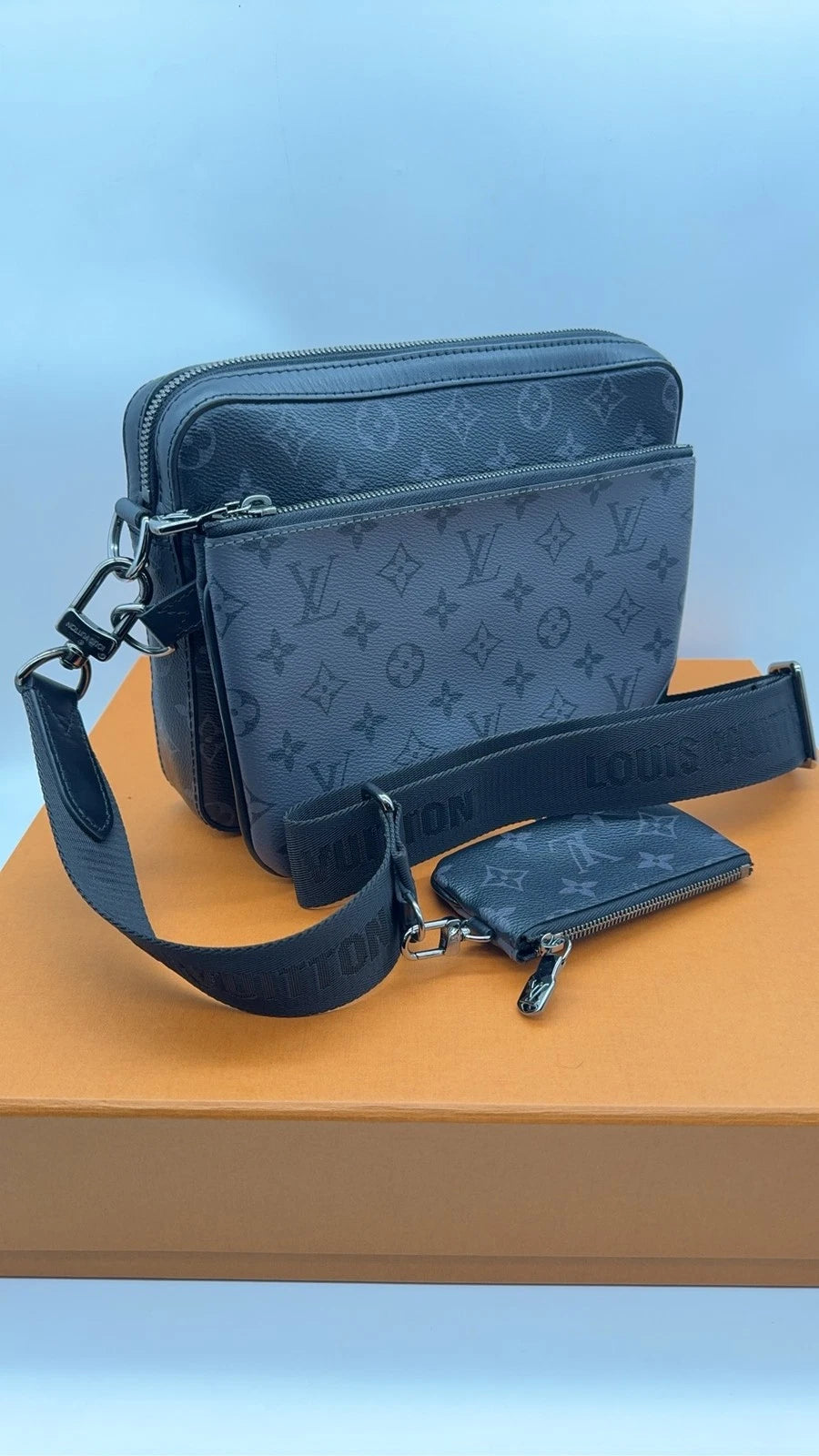 Louis Vuitton Trio Messenger Grey Monogram Canvas Leather Crossbody Bag