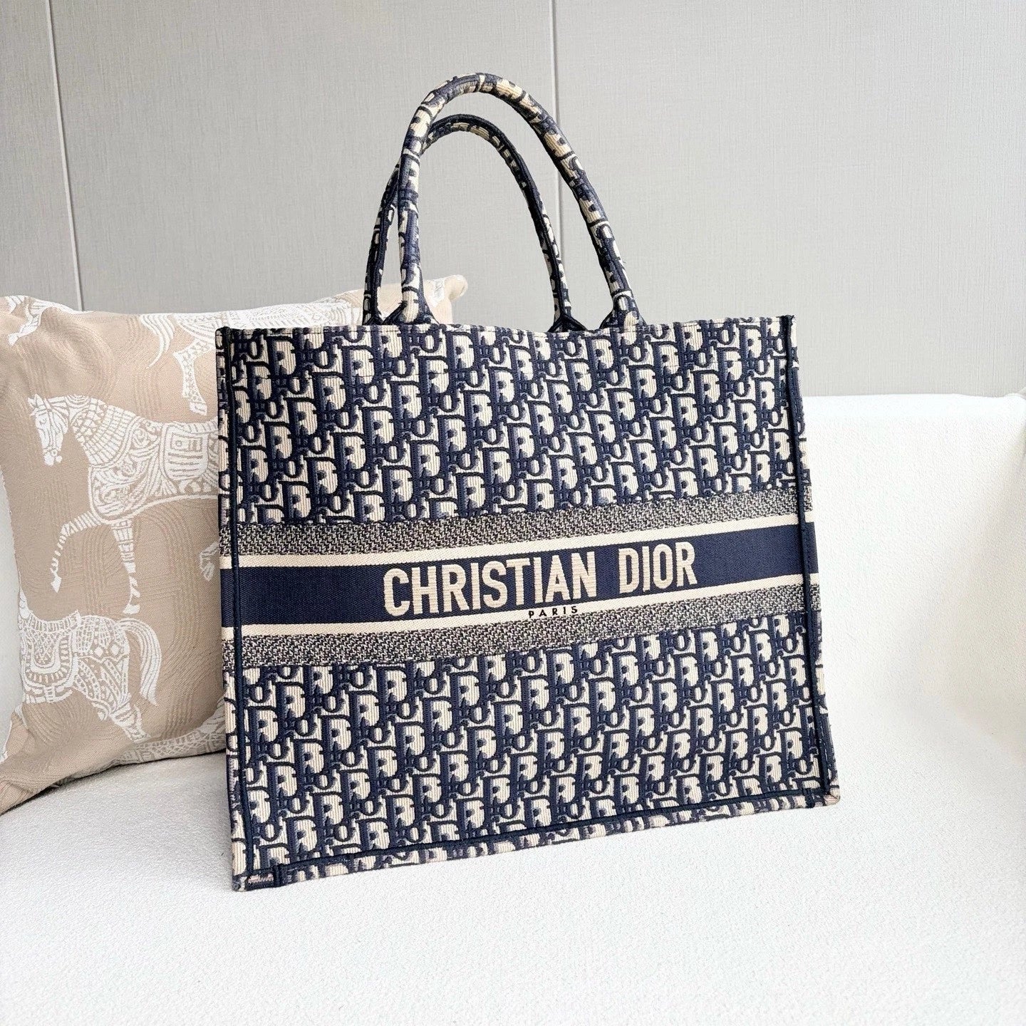 Dior Book Tote Blue Top Handle Tote Bag Excellent