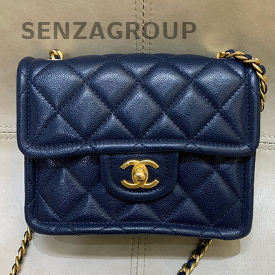 Chanel Navy Blue Quilted Chain Shoulder Bag Classic Women's Bag