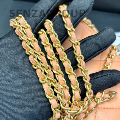 Chanel Quilted Pink Gold Ball Long Box Chain Shoulder Crossbody Bag