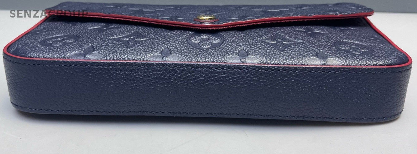 Louis Vuitton Monogram Chain 2Way Shoulder Bag Crossbody Blue Gold Women Classic