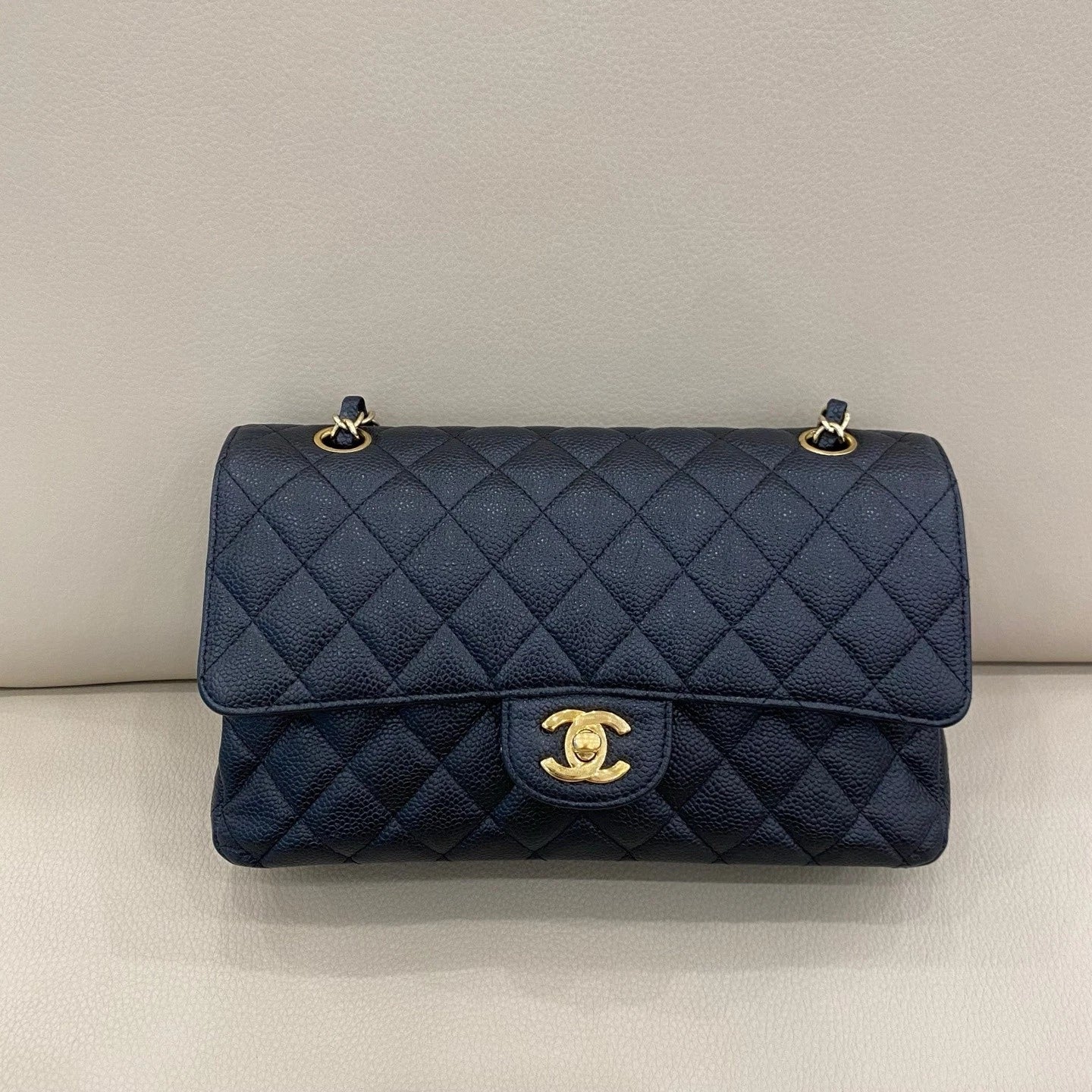 CHANEL CF Medium Black Leather Shoulder Bag For Women
