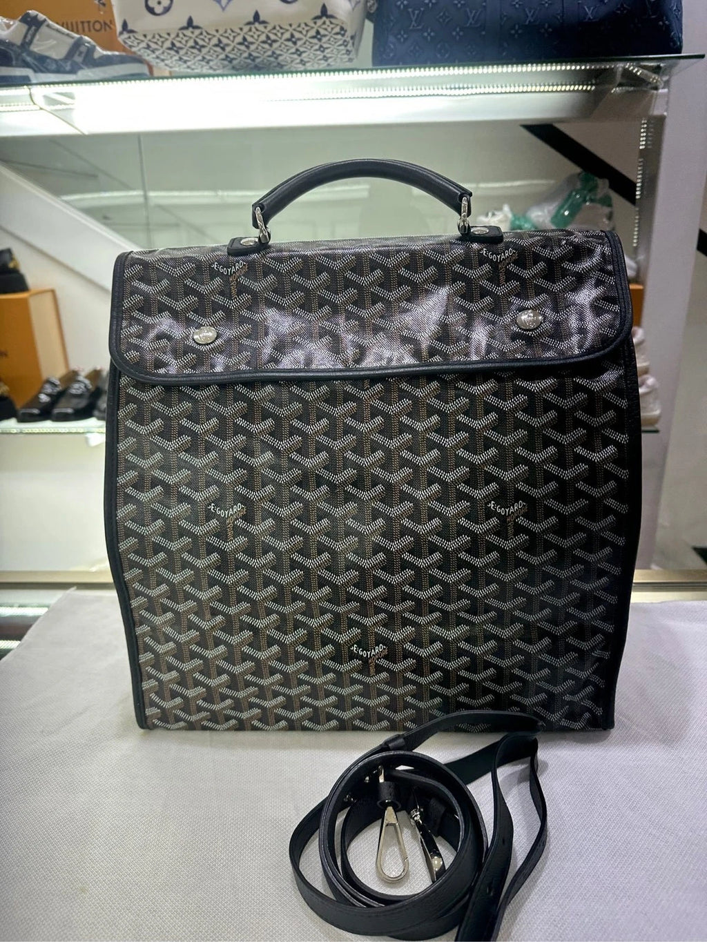 Goyard Black Monogram Canvas Backpack Excellent