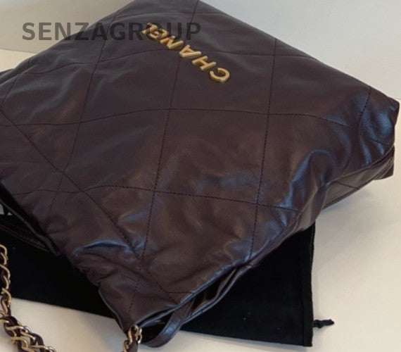 Chanel 22 PM Chain Shoulder Bag Crossbody Brown Gold Women Classic Vintage