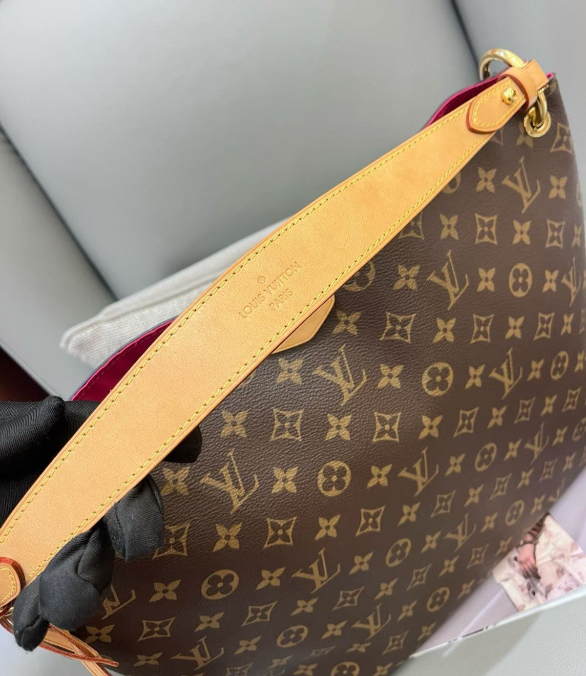 Louis Vuitton Graceful MM Monogram Shoulder Bag Brown Gold Women Classic