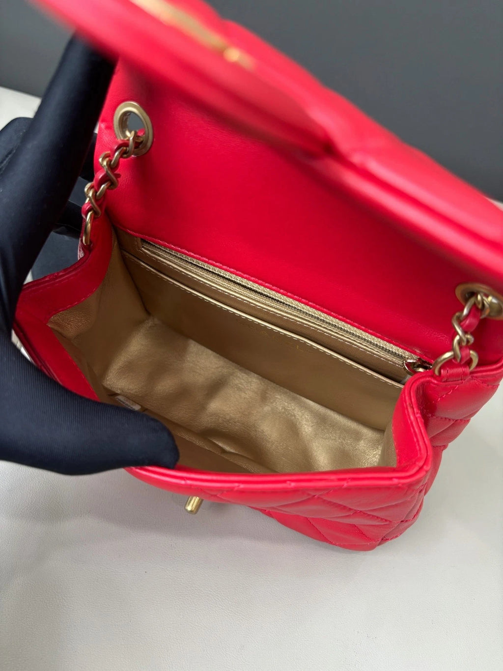 Chanel Square Mini Flap Crossbody Bag Water Red