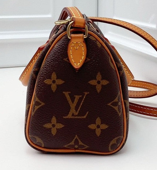 Louis Vuitton Speedy Nano Monogram Crossbody Brown Gold Used Women Classic
