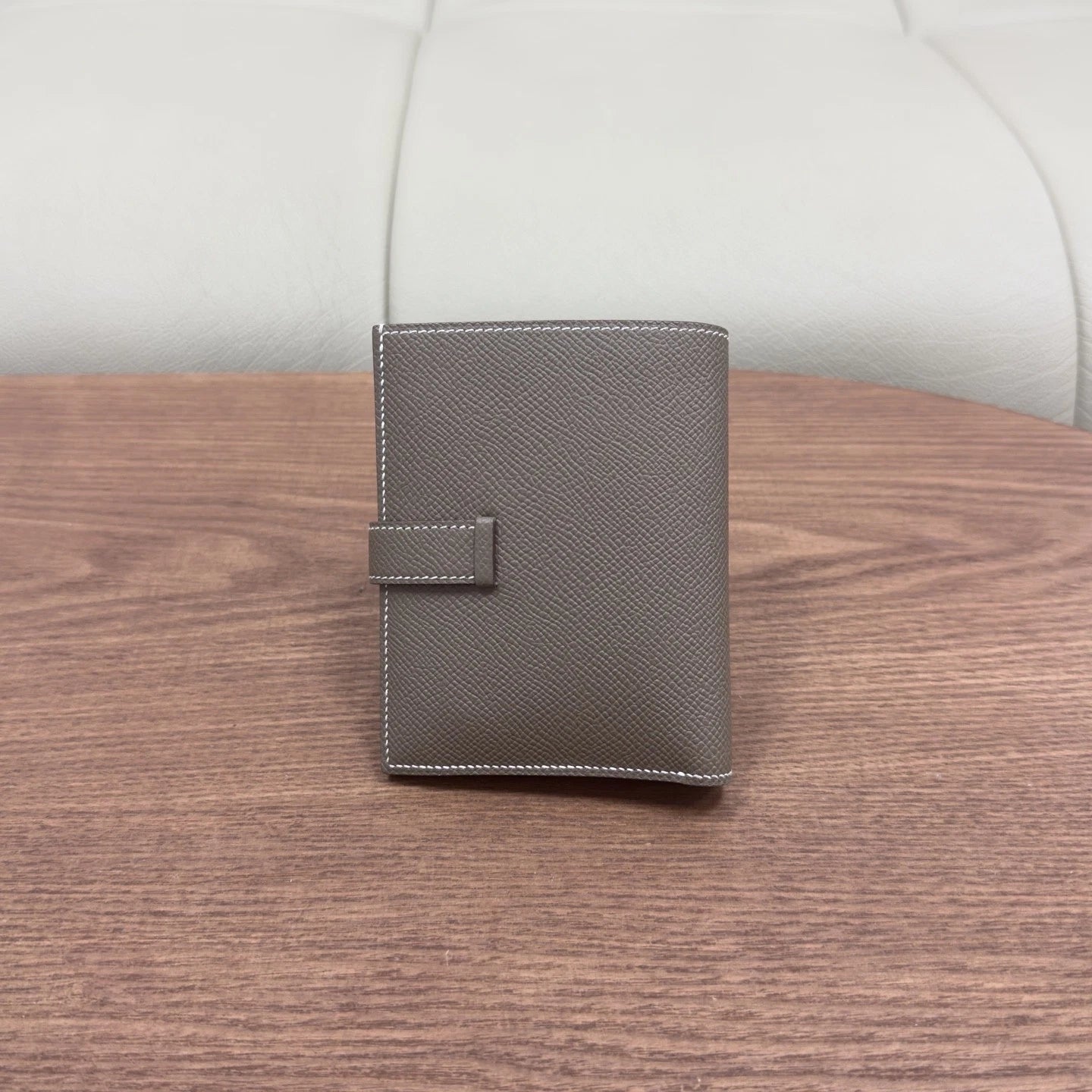 Hermes Bearn Wallet Grey Gold Women Classic