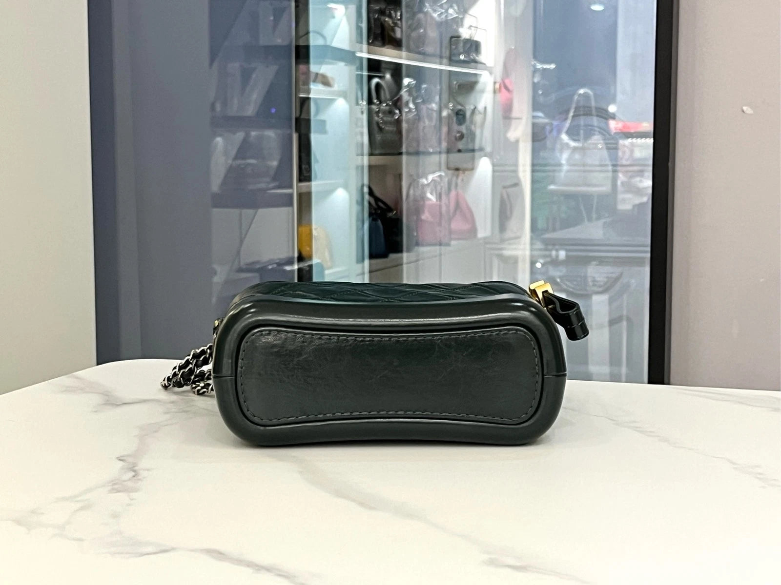 CHANEL Gabrielle Small Green Chain Shoulder Crossbody Women