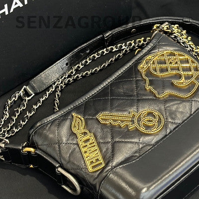 Chanel Small Black Gold Gabrielle Hobo Bag Chain Shoulder Crossbody Classic