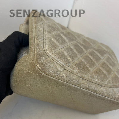 Chanel Mini Square Flap Bag Quilted Chain Shoulder Crossbody Silver Gray
