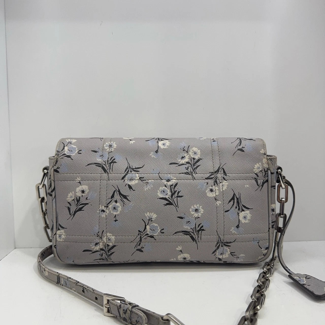 PRADA Limited Edition Gray Blue Envelope Chain Crossbody Bag For Women
