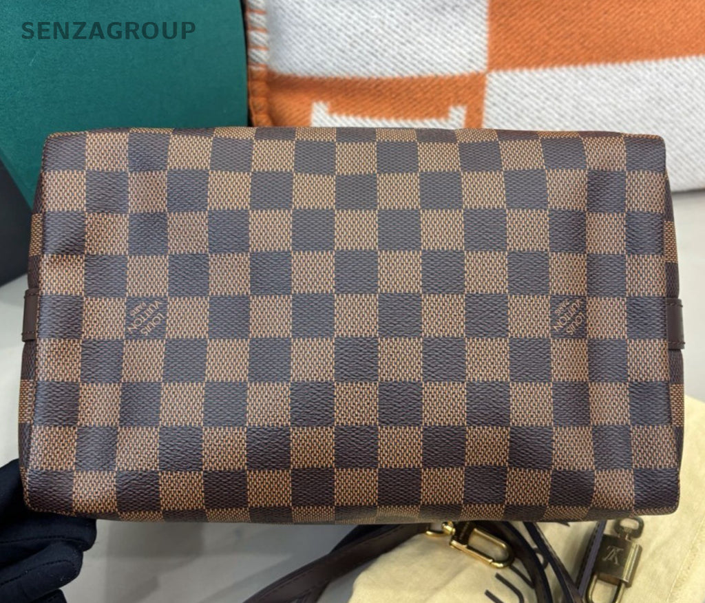 Louis Vuitton Speedy25 Top Handle Bag Crossbody Brown Gold Women Classic